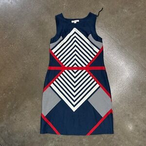 Studio A Navy Geometric Print Bodycon Size 12 Small Dress
